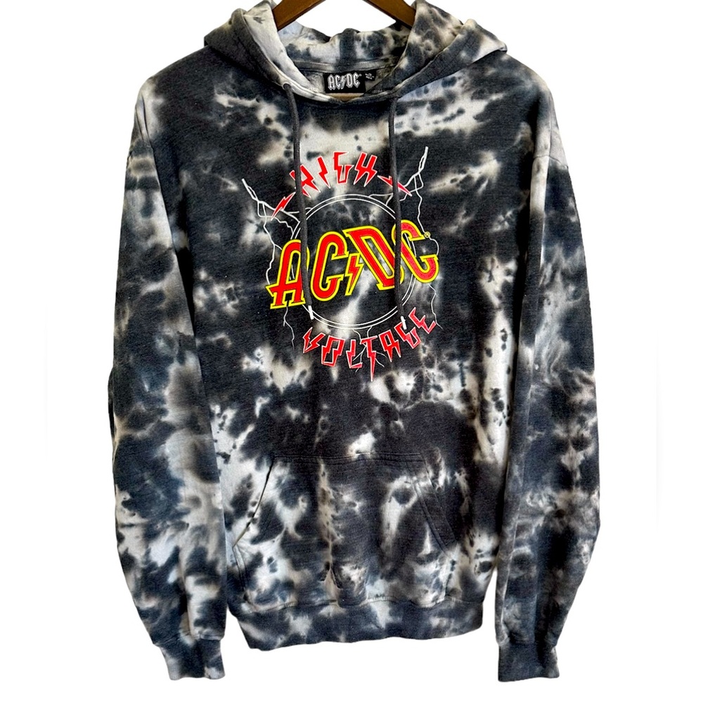 AC/DC, high voltage black white hooded sweatshirt, men small